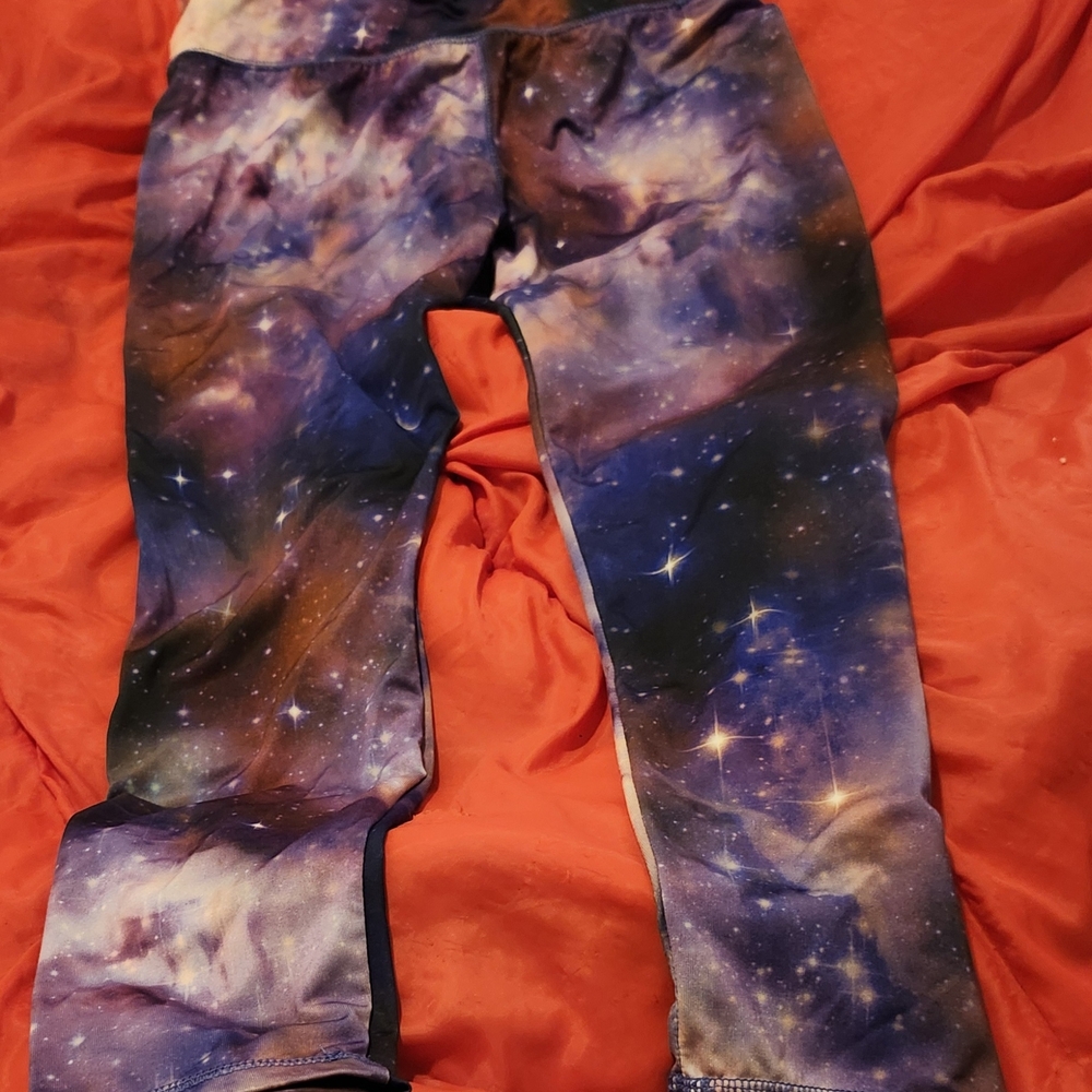 Energie Galaxy-Print Junior Leggings - Purple, Blue with matching headband